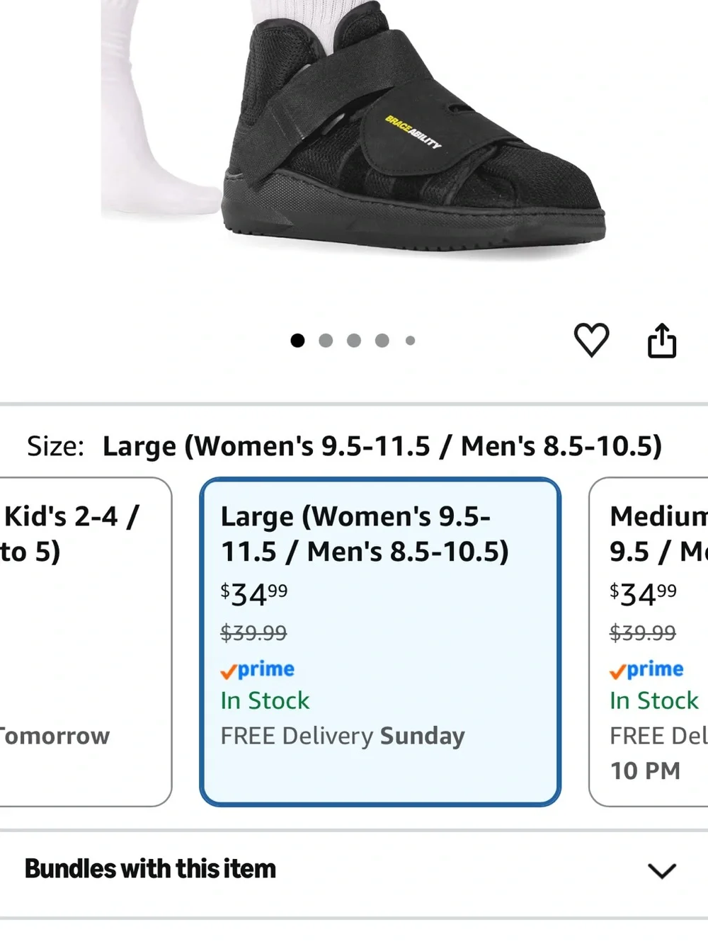 Broken foot or toe support shoe large